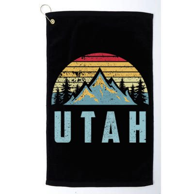 Utah Tee Retro Vintage Mountains Hiking Nature Platinum Collection Golf Towel