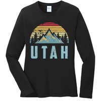 Utah Tee Retro Vintage Mountains Hiking Nature Ladies Long Sleeve Shirt