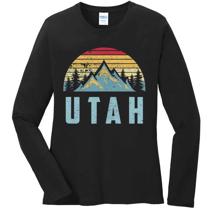 Utah Tee Retro Vintage Mountains Hiking Nature Ladies Long Sleeve Shirt