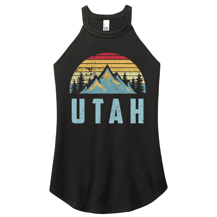 Utah Tee Retro Vintage Mountains Hiking Nature Women's Perfect Tri Rocker Tank