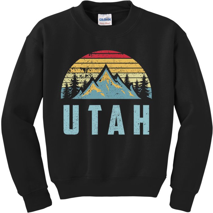 Utah Tee Retro Vintage Mountains Hiking Nature Kids Sweatshirt