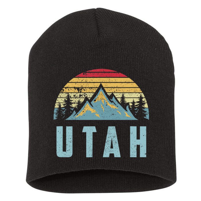 Utah Tee Retro Vintage Mountains Hiking Nature Short Acrylic Beanie