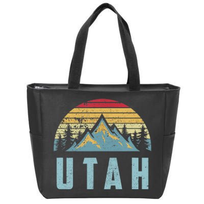 Utah Tee Retro Vintage Mountains Hiking Nature Zip Tote Bag