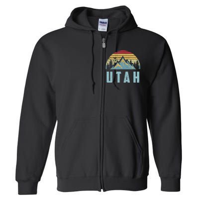 Utah Tee Retro Vintage Mountains Hiking Nature Full Zip Hoodie