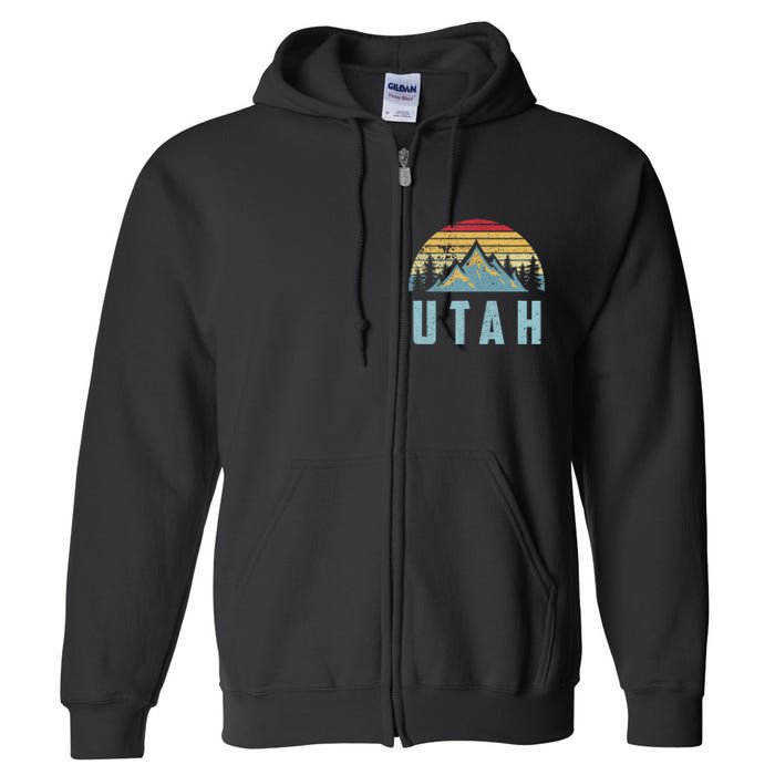 Utah Tee Retro Vintage Mountains Hiking Nature Full Zip Hoodie