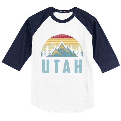 Utah Tee Retro Vintage Mountains Hiking Nature Baseball Sleeve Shirt