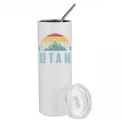 Utah Tee Retro Vintage Mountains Hiking Nature Stainless Steel Tumbler