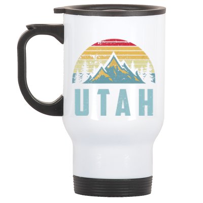 Utah Tee Retro Vintage Mountains Hiking Nature Stainless Steel Travel Mug