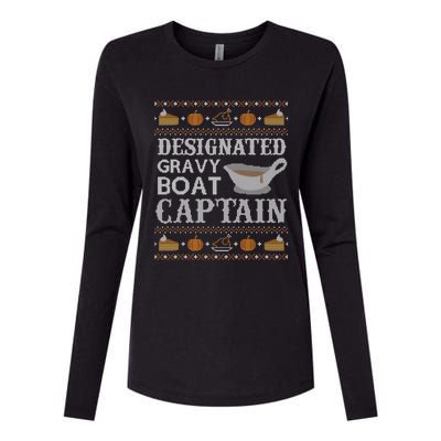 Ugly Thanksgiving Sweater Gravy Boat Captain Gift Womens Cotton Relaxed Long Sleeve T-Shirt