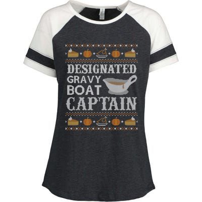 Ugly Thanksgiving Sweater Gravy Boat Captain Gift Enza Ladies Jersey Colorblock Tee