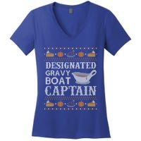 Ugly Thanksgiving Sweater Gravy Boat Captain Gift Women's V-Neck T-Shirt