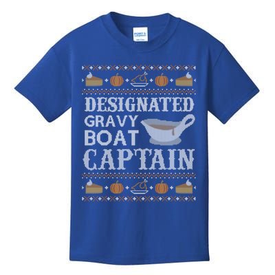 Ugly Thanksgiving Sweater Gravy Boat Captain Gift Kids T-Shirt