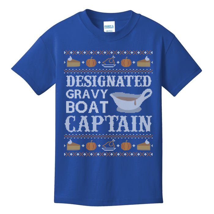 Ugly Thanksgiving Sweater Gravy Boat Captain Gift Kids T-Shirt