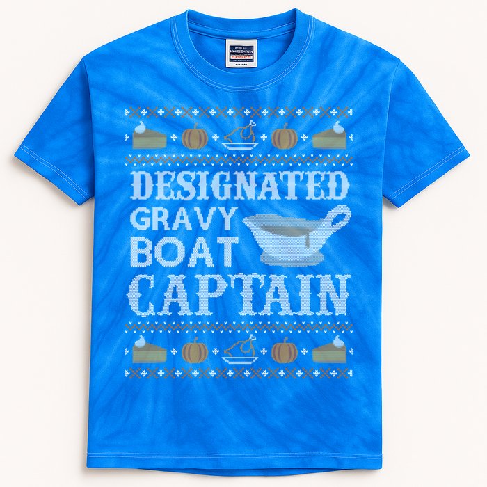 Ugly Thanksgiving Sweater Gravy Boat Captain Gift Kids Tie-Dye T-Shirt