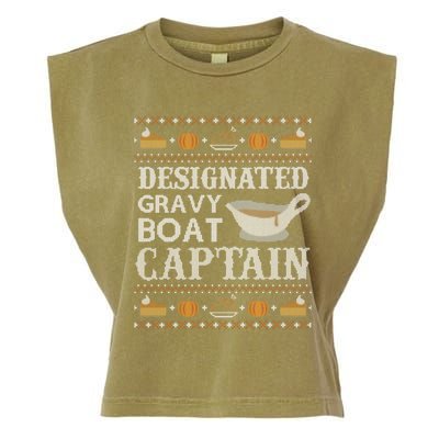 Ugly Thanksgiving Sweater Gravy Boat Captain Gift Garment-Dyed Women's Muscle Tee