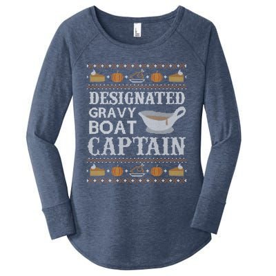 Ugly Thanksgiving Sweater Gravy Boat Captain Gift Women's Perfect Tri Tunic Long Sleeve Shirt