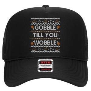 Ugly Thanksgiving Sweater Funny Gobble Wobble Sweatshirt High Crown Mesh Back Trucker Hat