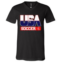 Usa Team Soccer American V-Neck T-Shirt