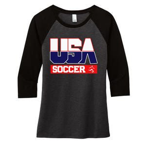 Usa Team Soccer American Women's Tri-Blend 3/4-Sleeve Raglan Shirt