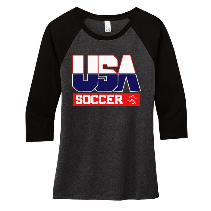 Usa Team Soccer American Women's Tri-Blend 3/4-Sleeve Raglan Shirt