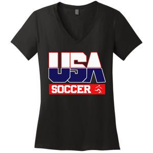 Usa Team Soccer American Women's V-Neck T-Shirt