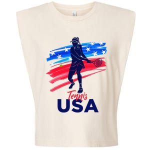 Usa Tennis Support Tennis Lover Garment-Dyed Women's Muscle Tee