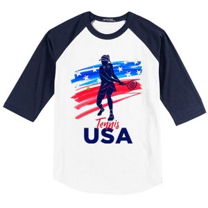 Usa Tennis Support Tennis Lover Baseball Sleeve Shirt