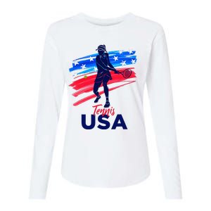 Usa Tennis Support Tennis Lover Womens Cotton Relaxed Long Sleeve T-Shirt