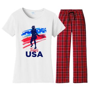 Usa Tennis Support Tennis Lover Women's Flannel Pajama Set