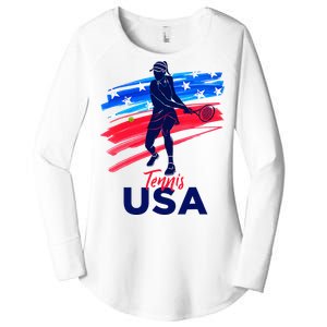 Usa Tennis Support Tennis Lover Women's Perfect Tri Tunic Long Sleeve Shirt