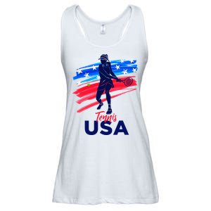 Usa Tennis Support Tennis Lover Ladies Essential Flowy Tank