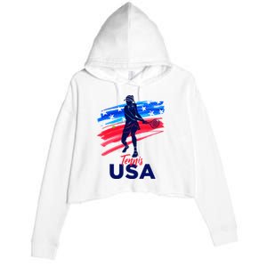 Usa Tennis Support Tennis Lover Crop Fleece Hoodie