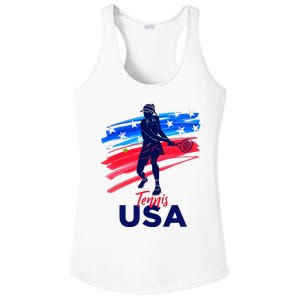 Usa Tennis Support Tennis Lover Ladies PosiCharge Competitor Racerback Tank