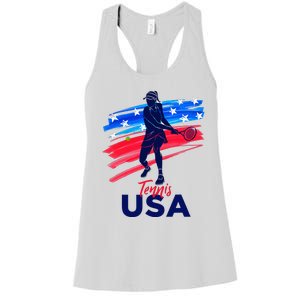 Usa Tennis Support Tennis Lover Women's Racerback Tank