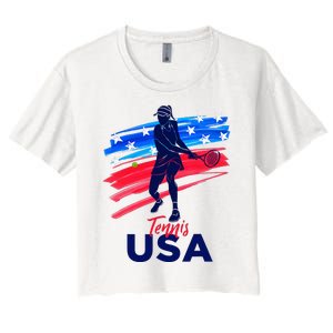 Usa Tennis Support Tennis Lover Women's Crop Top Tee