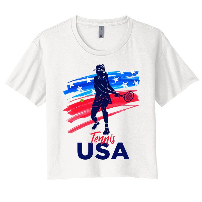 Usa Tennis Support Tennis Lover Women's Crop Top Tee