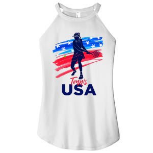 Usa Tennis Support Tennis Lover Women's Perfect Tri Rocker Tank