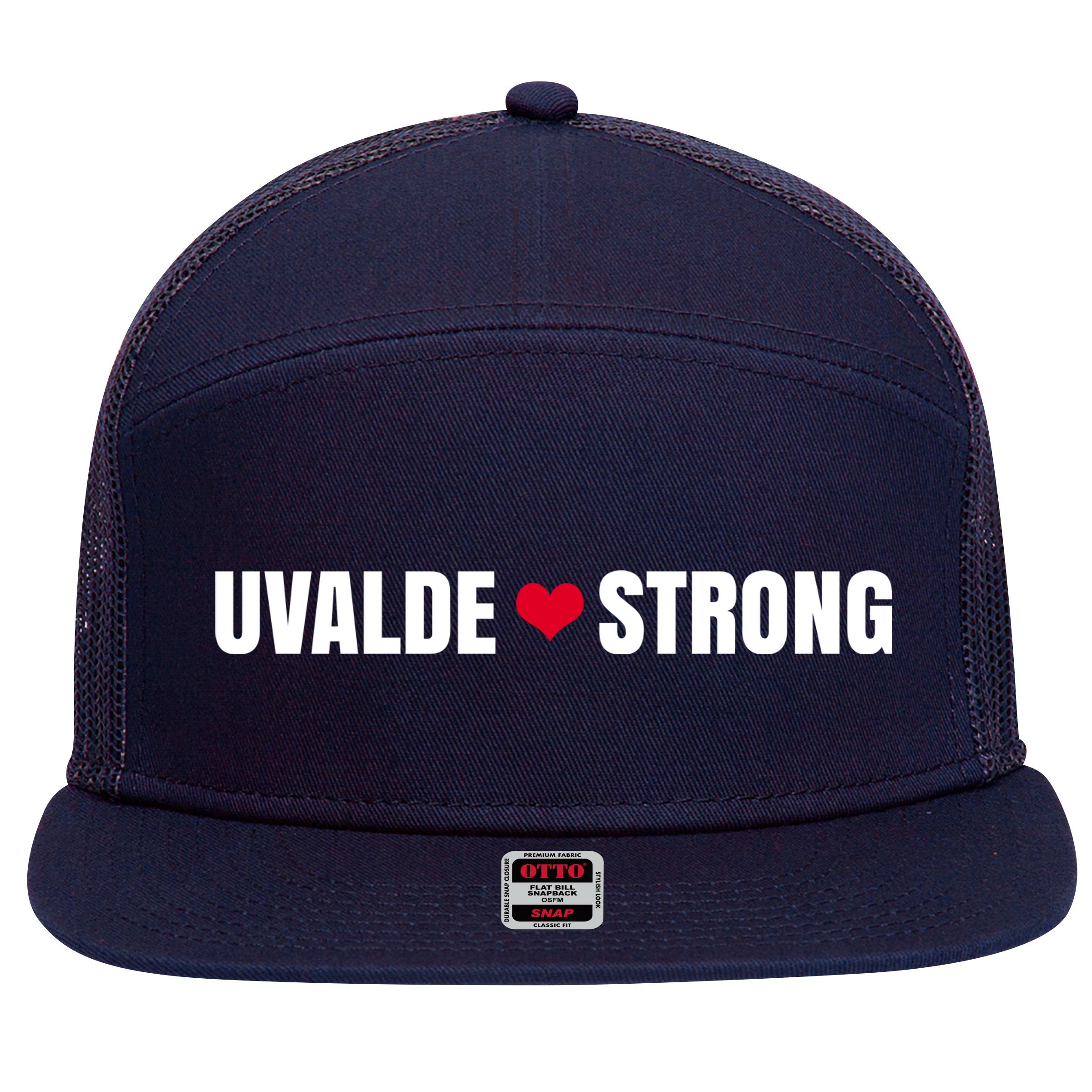 Uvalde Texas Strong Heart 7 Panel Mesh Trucker Snapback Hat