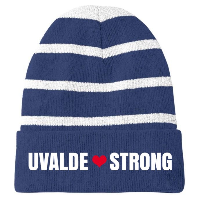 Uvalde Texas Strong Heart Striped Beanie with Solid Band