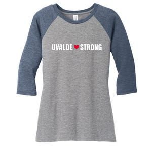 Uvalde Texas Strong Heart Women's Tri-Blend 3/4-Sleeve Raglan Shirt