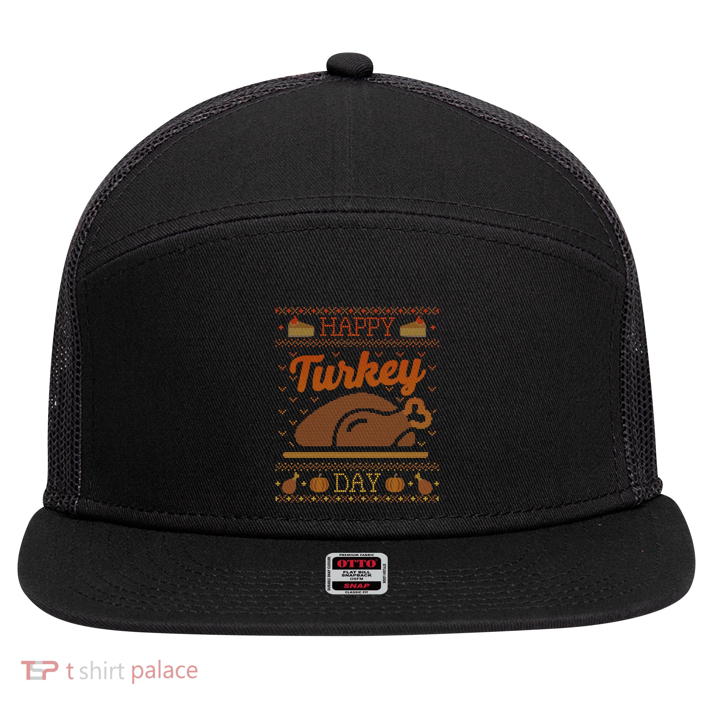 Ugly Thanksgiving Sweater Funny Happy Turkey Day Gift 7 Panel Mesh Trucker Snapback Hat