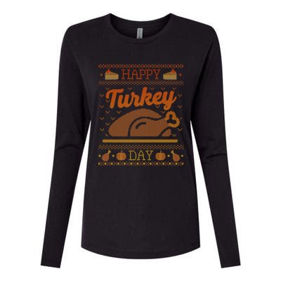 Ugly Thanksgiving Sweater Funny Happy Turkey Day Gift Womens Cotton Relaxed Long Sleeve T-Shirt