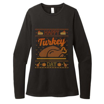 Ugly Thanksgiving Sweater Funny Happy Turkey Day Gift Womens CVC Long Sleeve Shirt