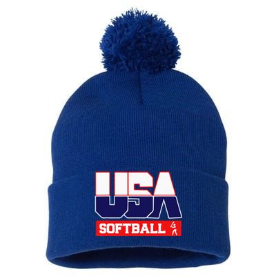 Usa Team Softball American Sports Pom Pom 12in Knit Beanie