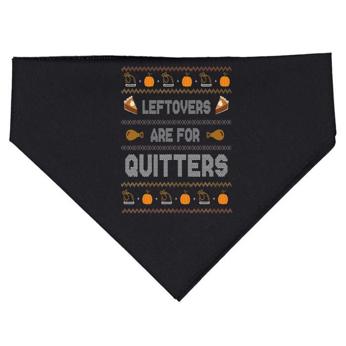 Ugly Thanksgiving Sweater Leftovers are for Quitters Gift USA-Made Doggie Bandana