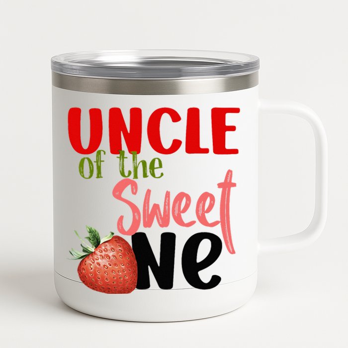 Uncle The Sweet One Strawberry Birthday Family Party 12 oz Stainless Steel Tumbler Cup