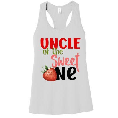 Uncle The Sweet One Strawberry Birthday Family Party Women's Racerback Tank