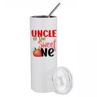 Uncle The Sweet One Strawberry Birthday Family Party Stainless Steel Tumbler