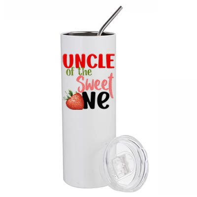 Uncle The Sweet One Strawberry Birthday Family Party Stainless Steel Tumbler