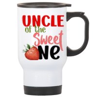 Uncle The Sweet One Strawberry Birthday Family Party Stainless Steel Travel Mug